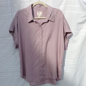 Women's Tilley Mauve Button-up Blouse Top with Cap Sleeves Size XXL